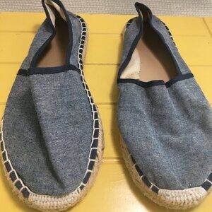 JCrew espadrille, 8 M, blue jean look with dark blue trim